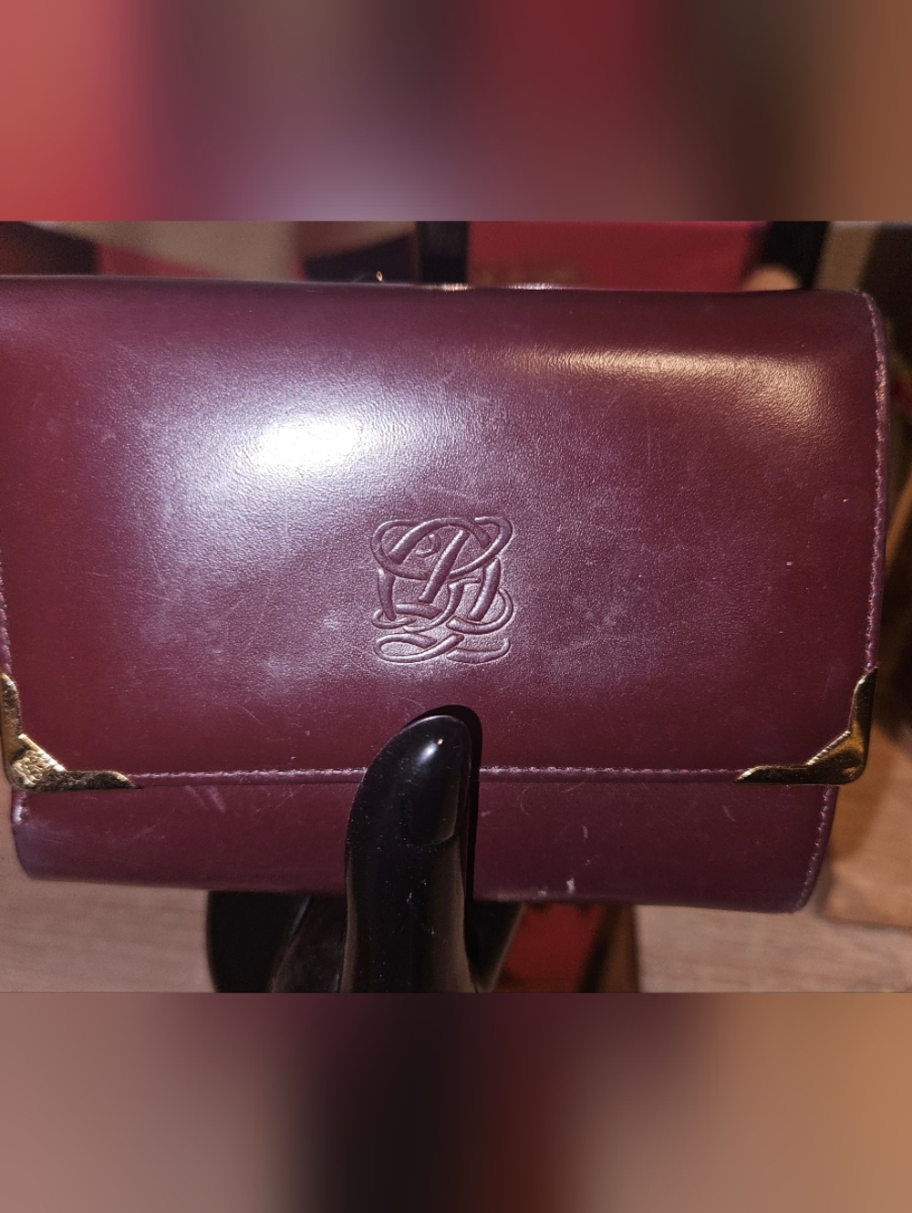Louis Quatorze Vintage Leather Tri-fold wallet - Burgundy